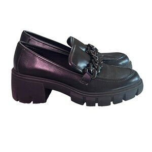 Madden Girl Women's Hoxtonn Lug Sole Chain Bit Platform Loafer Black Size 9M